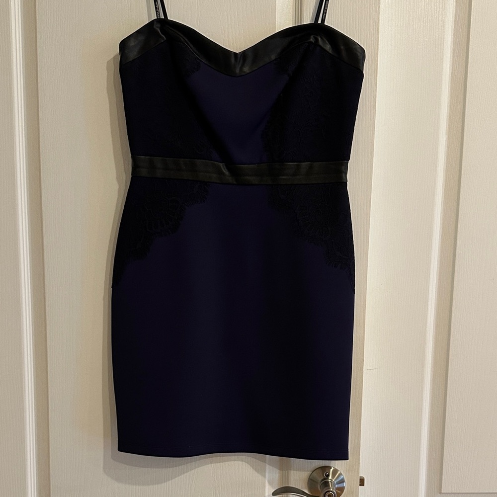 Elegant Strapless Black and Navy Dress